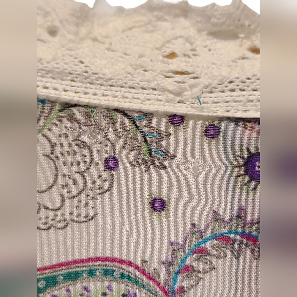 Johnny Was "Milana" Tiered Floral-print Maxi Dress/Duster with Lace Trim | L - Picture 14 of 15